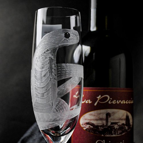 MSA玻璃雕刻 180ml Lucaris水晶曼谷系列 Snake 蛇 香檳杯酒杯雕刻 蛇年生肖