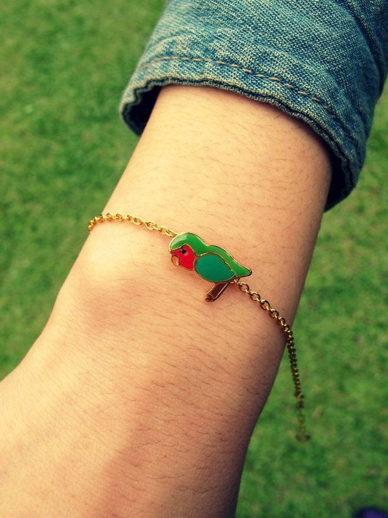 Love Bird Handmade Bracelet - สร้อยข้อมือ - วัตถุเคลือบ สีเขียว