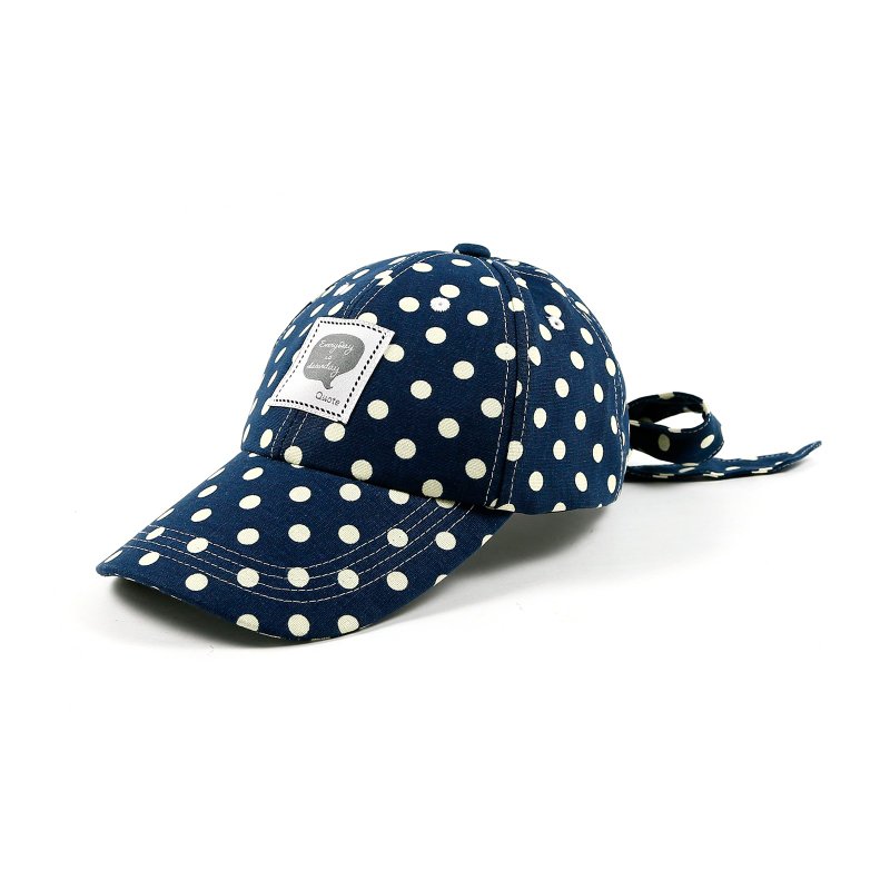【Quote hat】水玉點點 花布 蝴蝶帽 後綁式 圓點點 棒球帽 透氣純棉 遮陽帽 - 帽子 - 其他材質 藍色