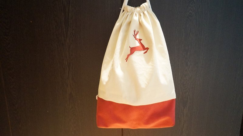 Elk lost (Christmas hot models) - Drawstring Bags - Other Materials Red