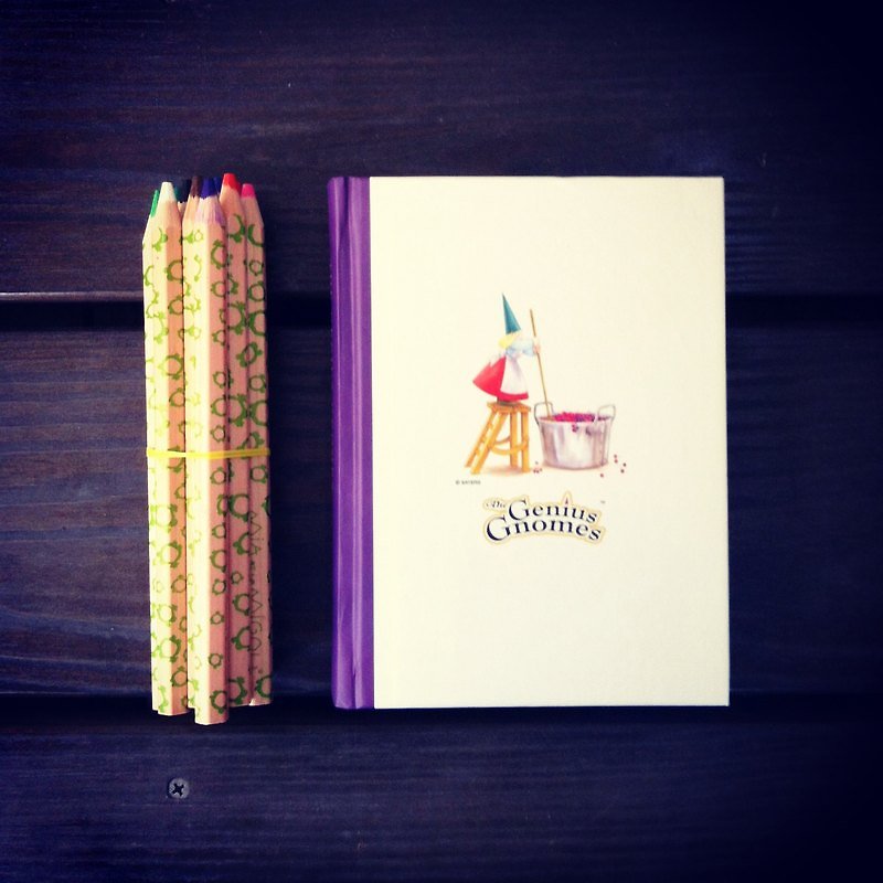 French Le Migou colored pencil set + The Genius Gnomes solid color notebook - สมุดบันทึก/สมุดปฏิทิน - กระดาษ สีม่วง