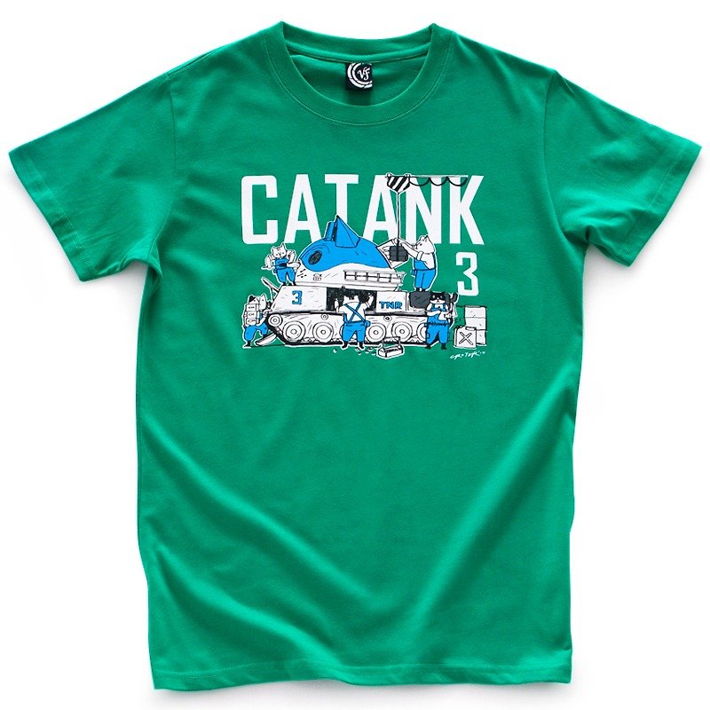 【ファインダーT恤]  - 猫タンク - 男性（！のみM S） - Tシャツ メンズ - コットン・麻 グリーン
