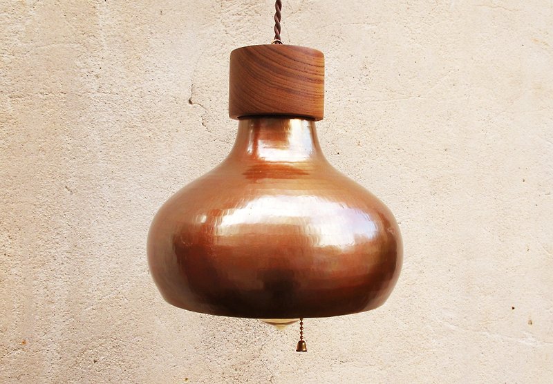 木製合金手作り銅ランプシェード/エジソン電球、ワイヤー継手の組み合わせ - 照明・ランプ - 金属 オレンジ