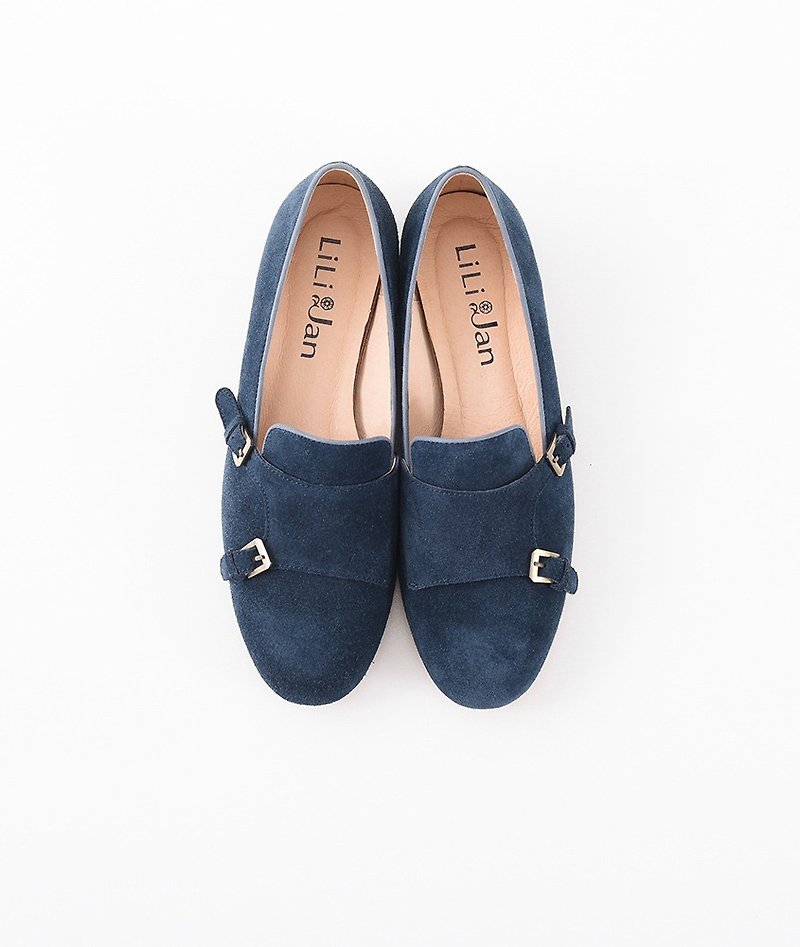 [Reckless] Twill Munch elegant shoes - the deep blue - Women's Oxford Shoes - Genuine Leather Blue