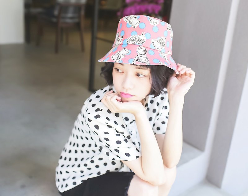 好春日漁夫帽 | 粉紅色愛麗絲 - หมวก - วัสดุอื่นๆ สึชมพู