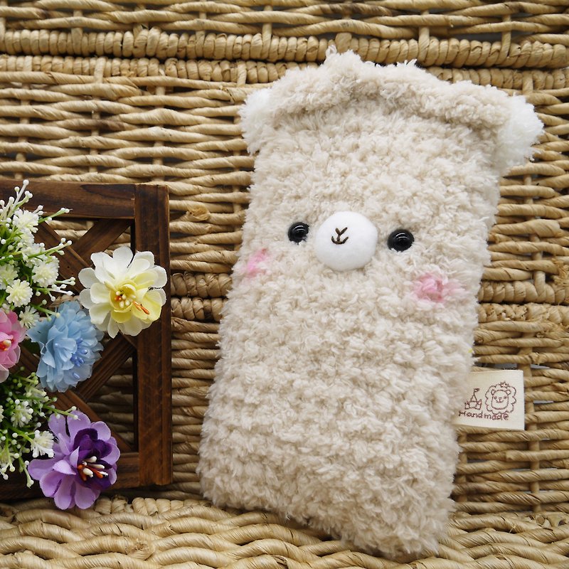 羊駝(草泥馬)-毛線編織 手機袋  手機包  iphone 三星 小 - 手機殼/手機套 - 其他材質 咖啡色
