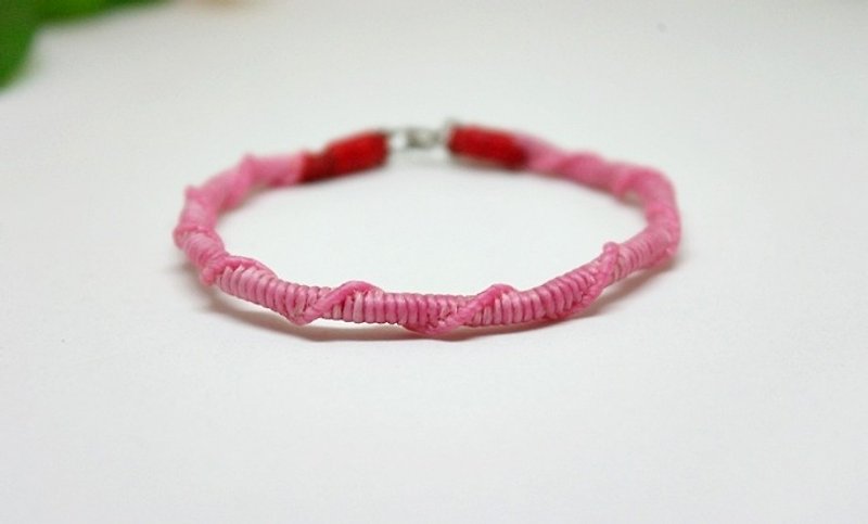 Hand-knitted silk Wax thread style <double turn> //You can choose your own color// - Bracelets - Wax Pink
