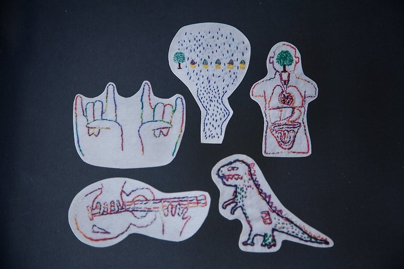 Tonight I hand - a full range of embroidery sticker kits altogether eight - Stickers - Thread Multicolor