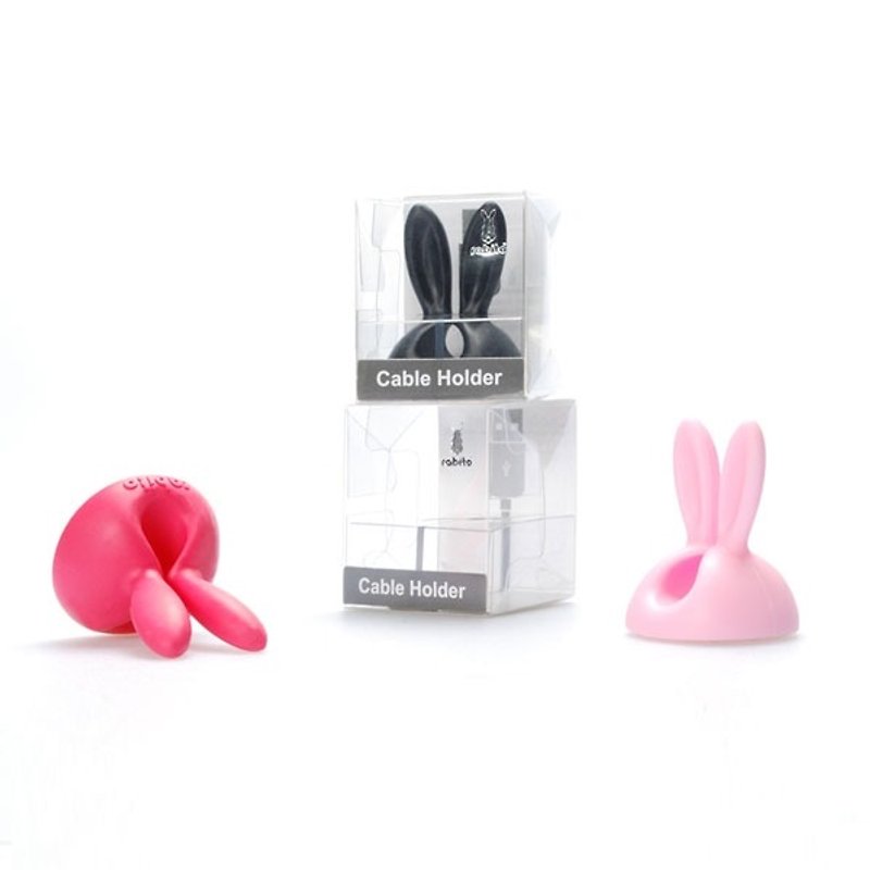 【牛一水佘】韓國rabito 兔耳朵集線器/耳機捲線器 (一入)－Baby pink - 捲線器/電線收納 - 矽膠 