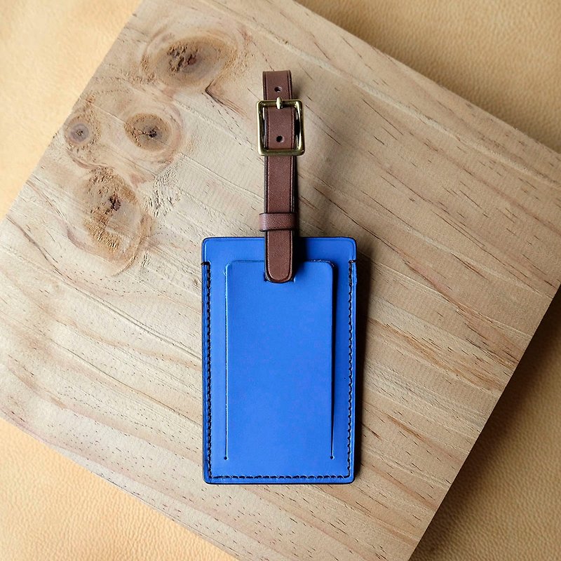 isni [luggage tag]  blue design/sweet design on the your travel - ป้ายสัมภาระ - หนังแท้ สีน้ำเงิน