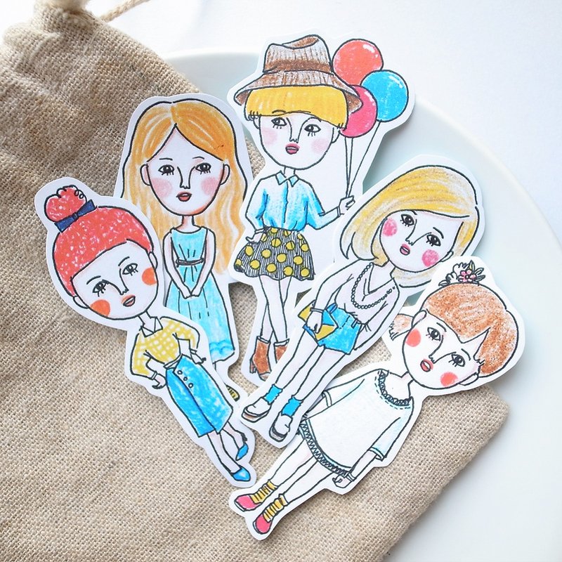 Bon Bon Stickers 微甜女孩 貼紙組 - สติกเกอร์ - กระดาษ หลากหลายสี