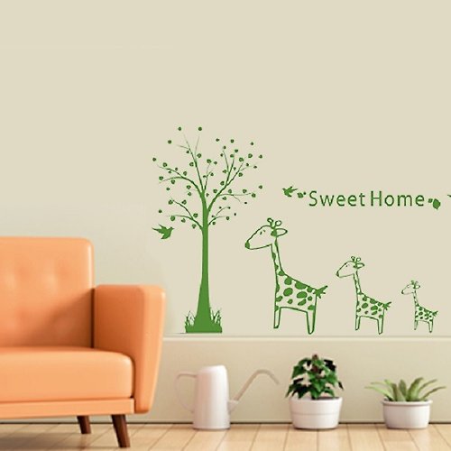 Smart Design 設計 壁貼 《Smart Design》創意無痕壁貼◆樹與長頸鹿