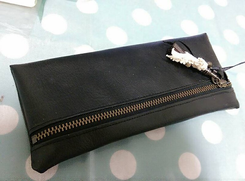 Leather zipper bag - กระเป๋าสตางค์ - หนังแท้ 