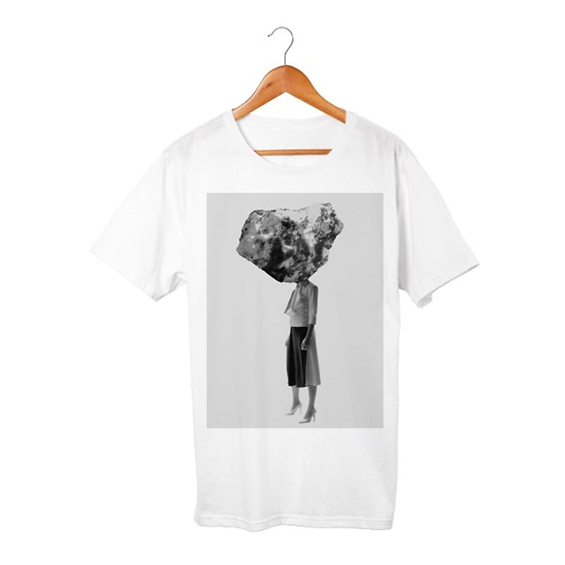 Rock head T-shirt - เสื้อยืดผู้หญิง - ผ้าฝ้าย/ผ้าลินิน ขาว