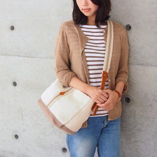 [Expense limited edition] Japan leisure cotton and linen side backpack rice white Made in Japan by CLEDRAN