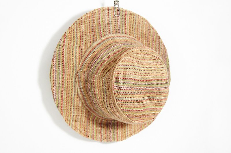 Ethnic hand-woven cotton hat / visor / hat / cap mountaineering - rainbow stripes Patchwork (limit one) - หมวก - ผ้าฝ้าย/ผ้าลินิน หลากหลายสี