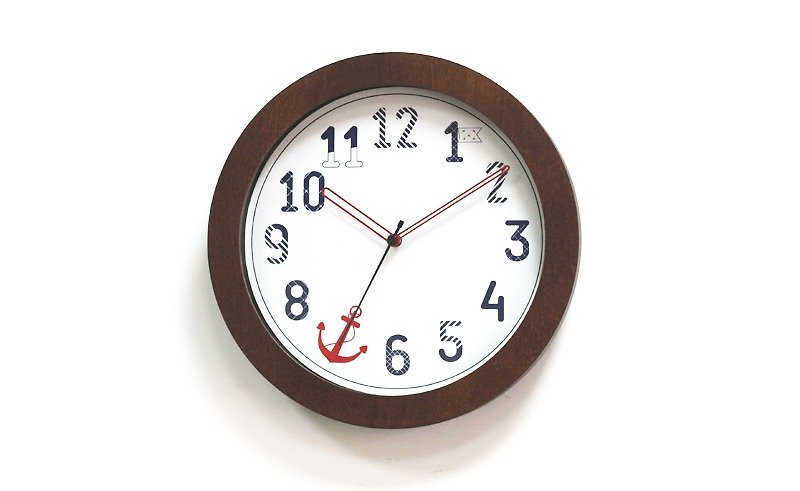 Nautical style Wood Wall Clock - นาฬิกา - ไม้ สีนำ้ตาล