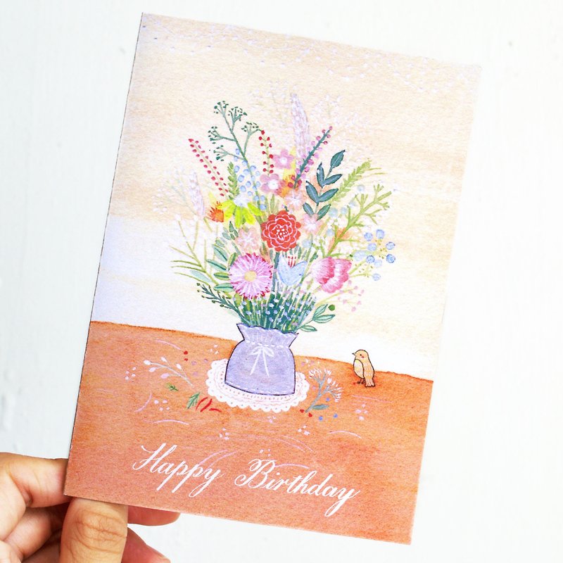Flower and little bird - greeting card - การ์ด/โปสการ์ด - กระดาษ 
