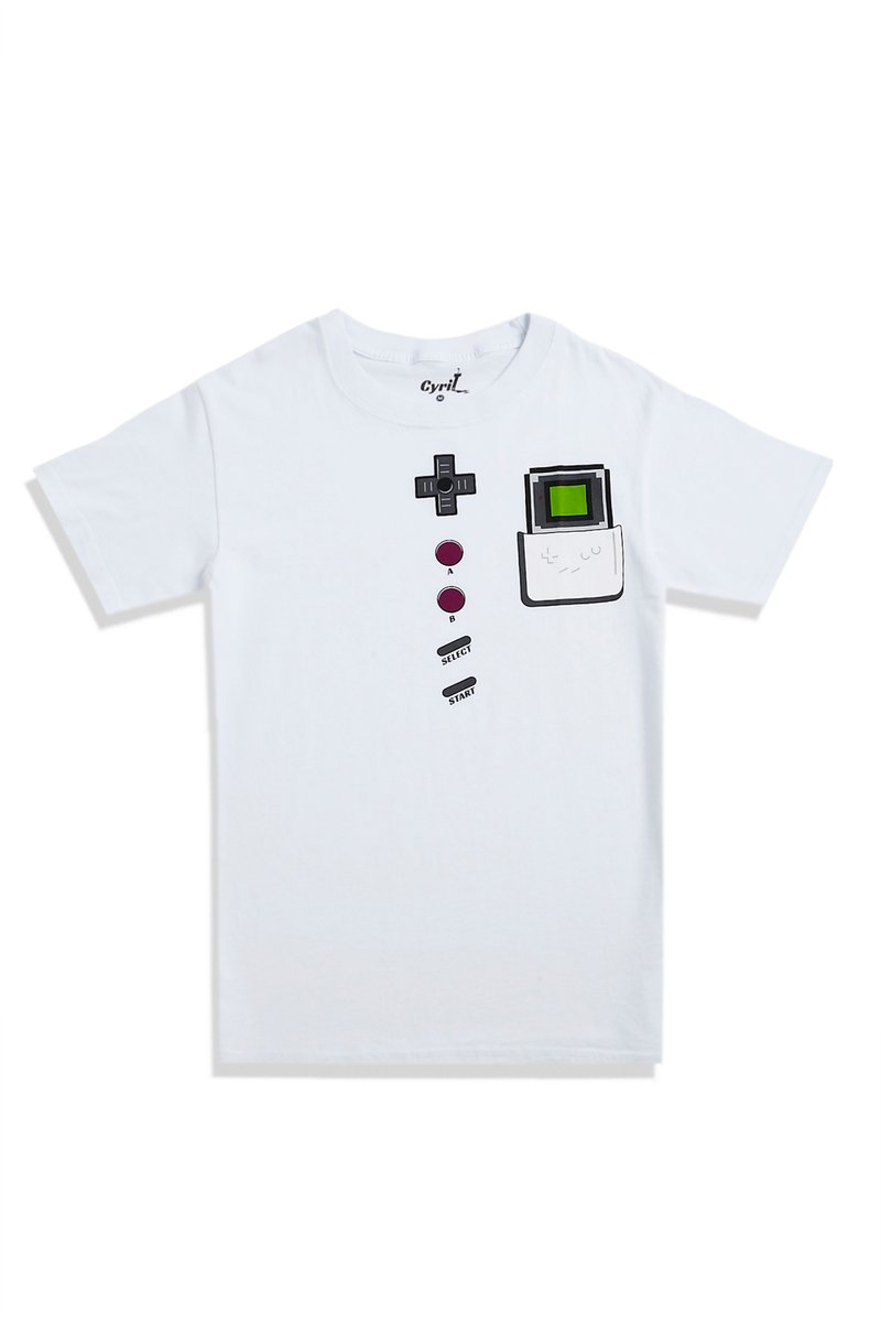 【Mapus】GameBoy 概念T-shirt - 帽T/大學T - 棉．麻 白色