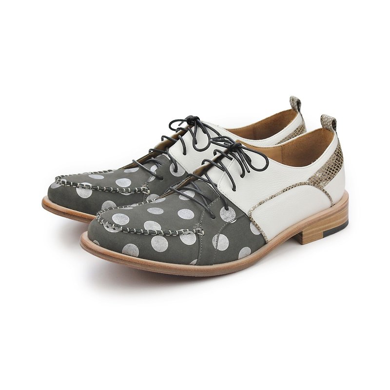 Derby shoes DIVERGENT M1140 Grey Dot - Men's Leather Shoes - Genuine Leather Multicolor