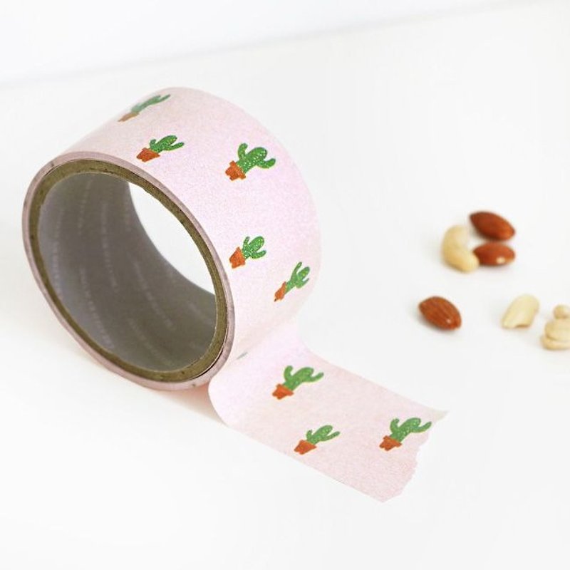 Dessin x Iconic- Wide 5cm paper tape (single-entry) - Cactus, ICO83887 - Washi Tape - Paper Pink