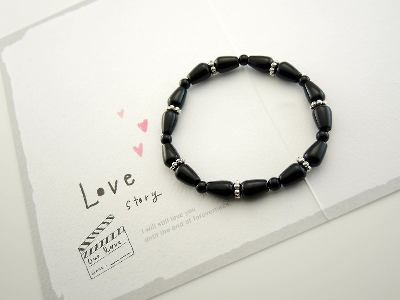 "BF Butterfly" simple fashion bracelet - Bracelets - Gemstone Black