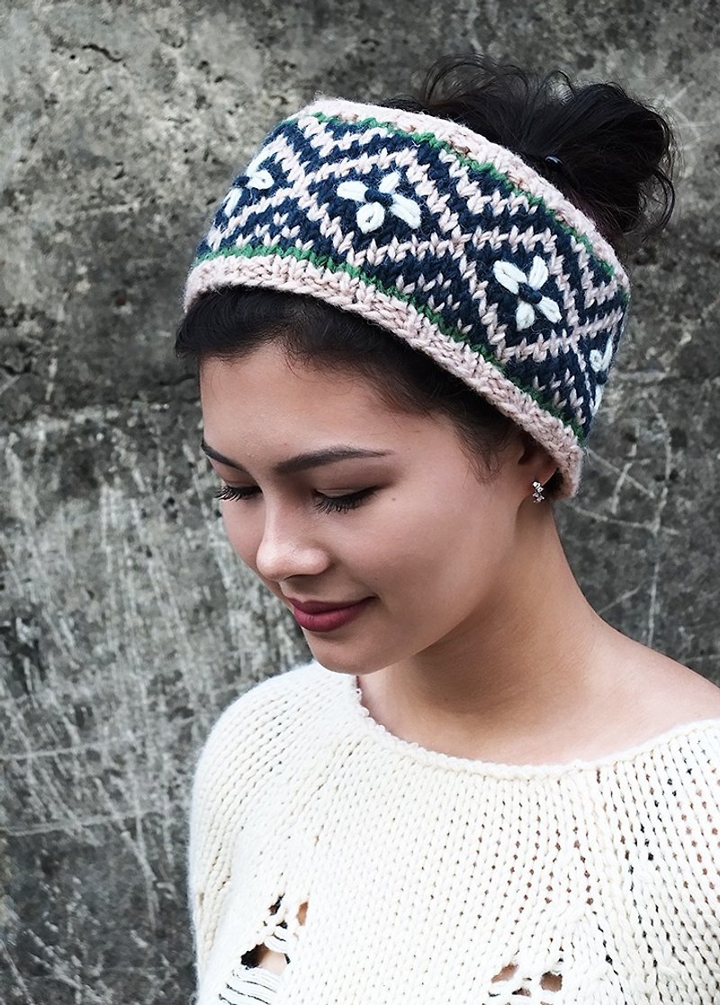 Handmade Hand Knit Headband, Wool Headband, Womens Knitting Headband, Ear Warmer - Headbands - Wool Blue