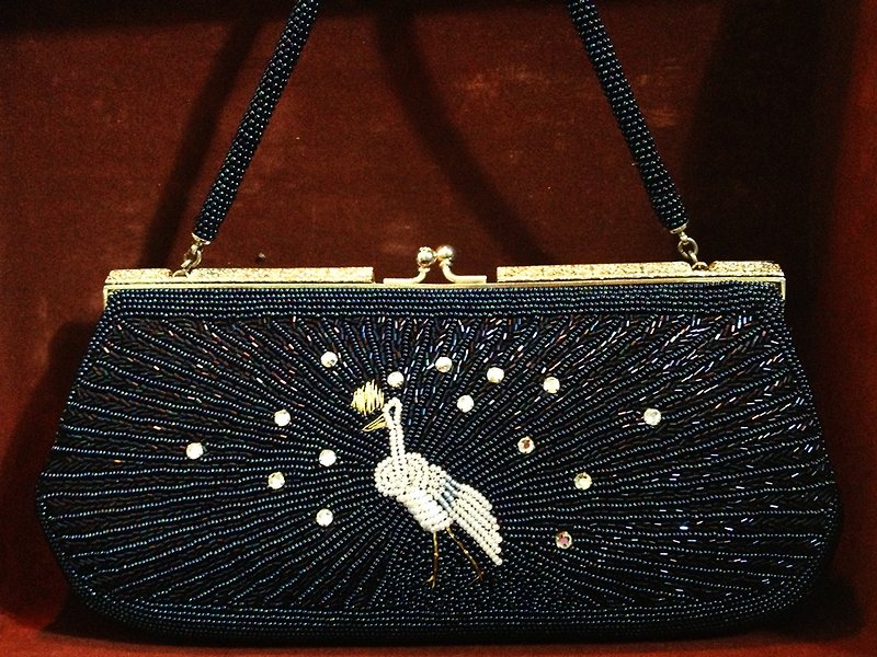 When vintage [peacock diamond sapphire beaded retro dinner party bag] abroad back to vintage bag VINTAGE - Other - Other Materials Blue