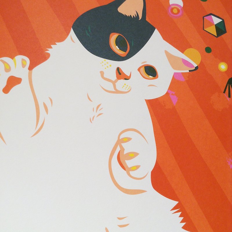 Printed Poster-Cat - โปสเตอร์ - กระดาษ สีแดง