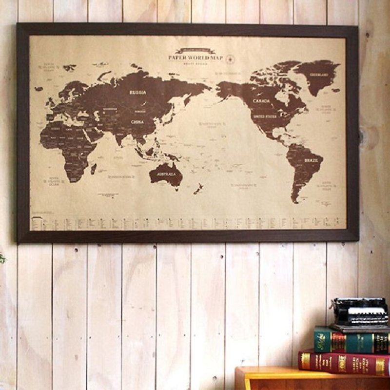 Dessin x Indigo- Around the World World Map Poster (single) - primary version (limited home delivery), IDG05351 - Maps - Paper Brown