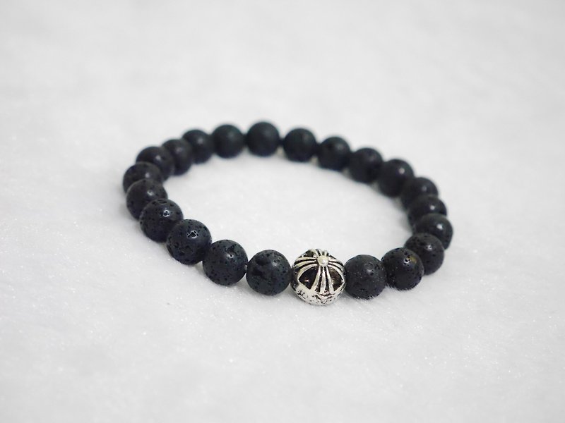 S&A low-key luxury volcanic rock beaded bracelet - สร้อยข้อมือ - วัสดุอื่นๆ สีดำ