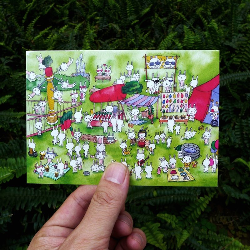 設計明信片｜兔子新樂園 - 心意卡/卡片 - 紙 綠色