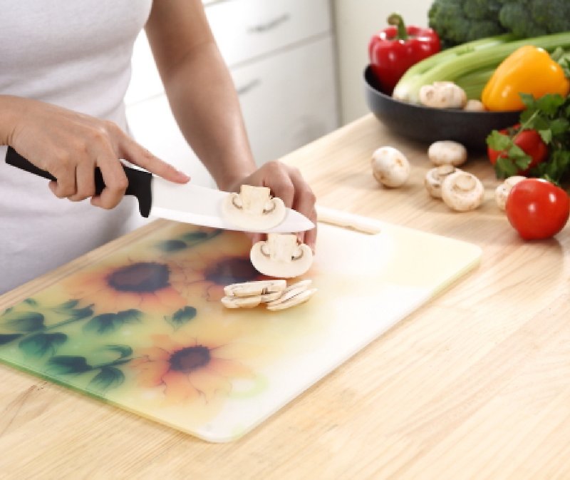 創意砧板塑膠切菜板向日葵設計餐廚廚房用品露營餐具文創禮物(中) - 廚具 - 塑膠 橘色