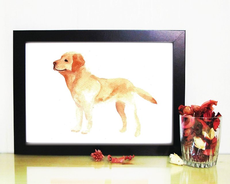 イラストポスターA4コピー塗装ラブラドール子犬の水彩画 - ポスター・絵 - 紙 