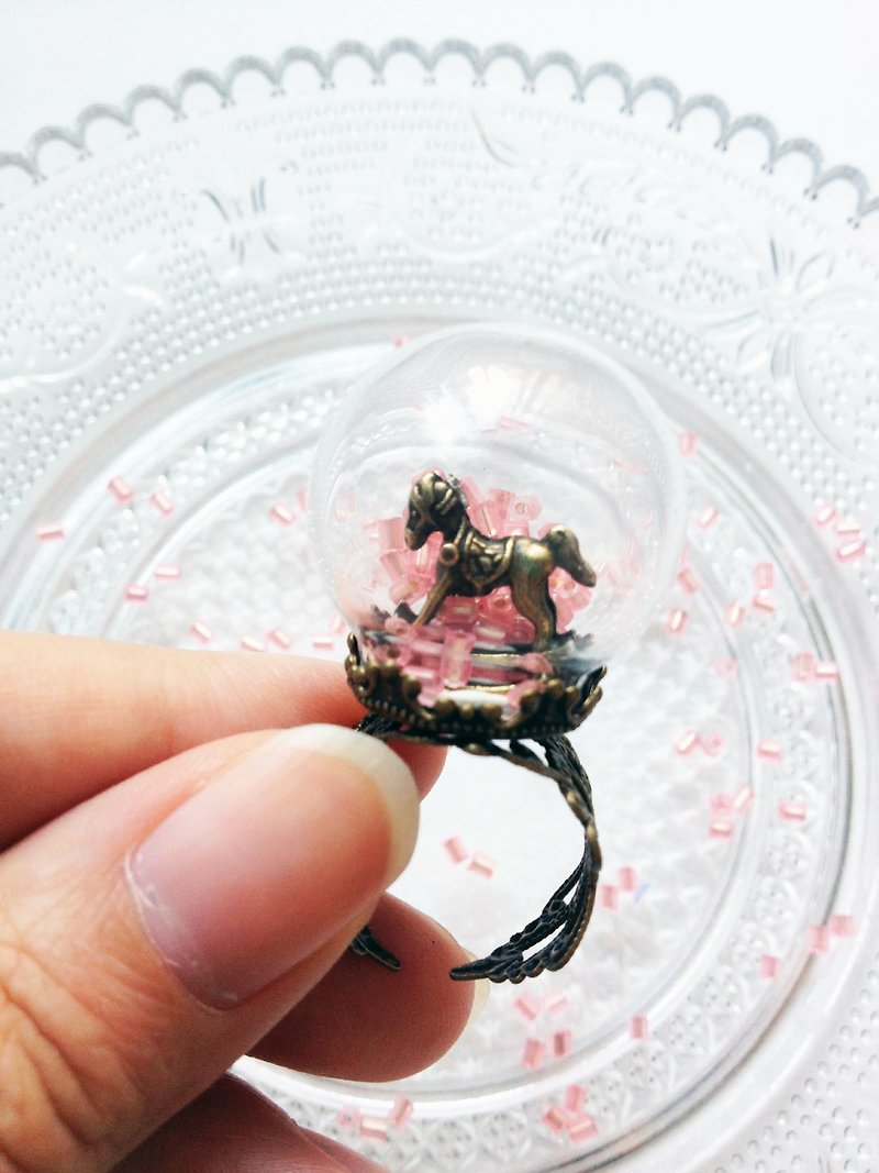 ★〜☆トロイの木馬古典クリスタルガラスの花リングimykaka - リング - ガラス ピンク