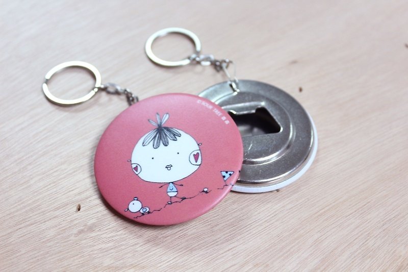 Bottle opener key ring / pink little girl - Keychains - Other Materials Pink