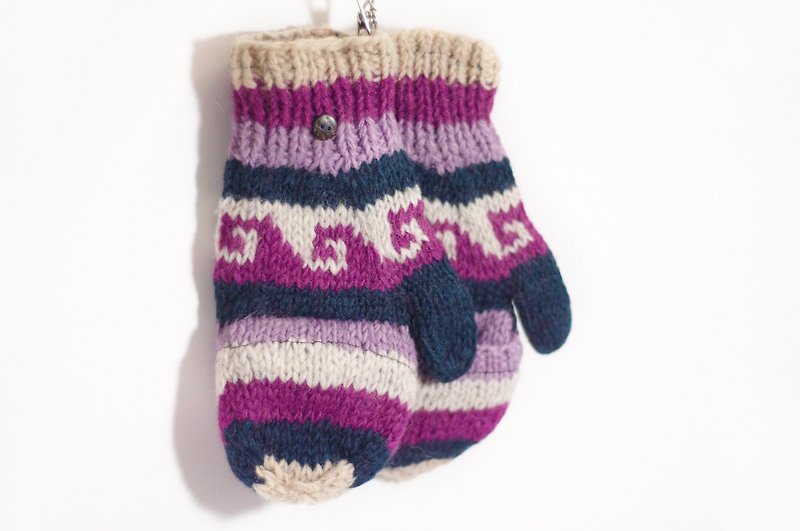 Valentine's Day gift limit a knitted pure wool warm gloves / 2ways Gloves / Toe Gloves / Glove bristles - Lamb grapes - ถุงมือ - วัสดุอื่นๆ หลากหลายสี