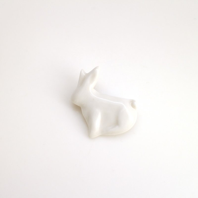 Rabbit brooch - Brooches - Porcelain White