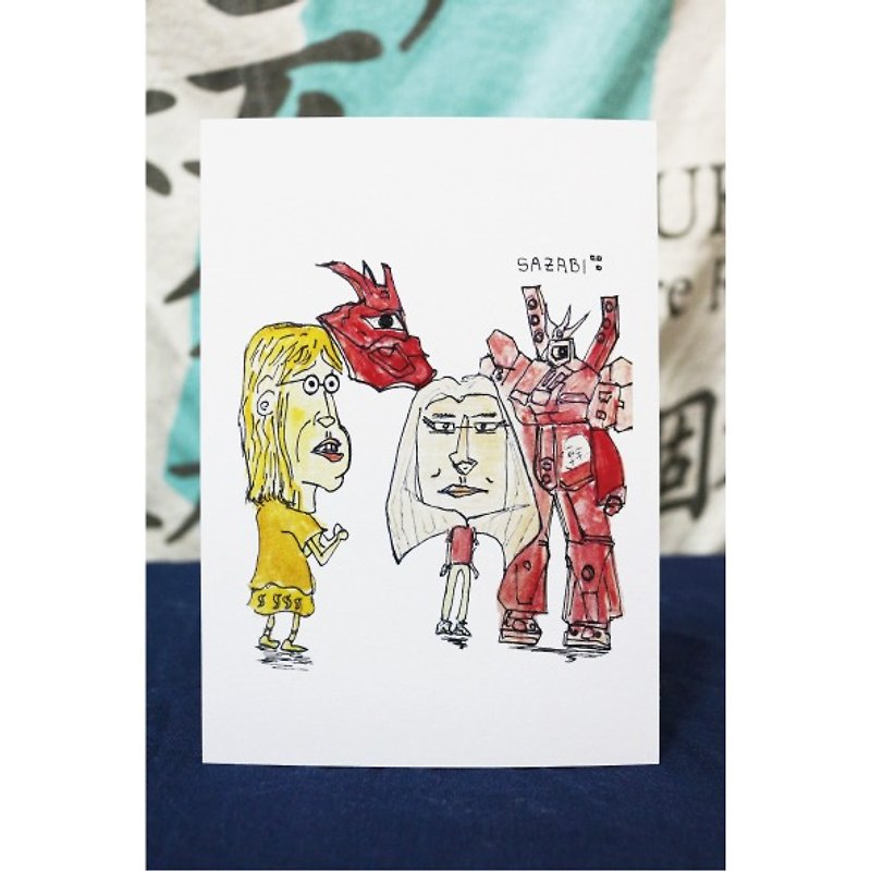 【醜怪人物】我的朋友．大蘭與阿怪 - 手繪明信片 - 心意卡/卡片 - 紙 白色