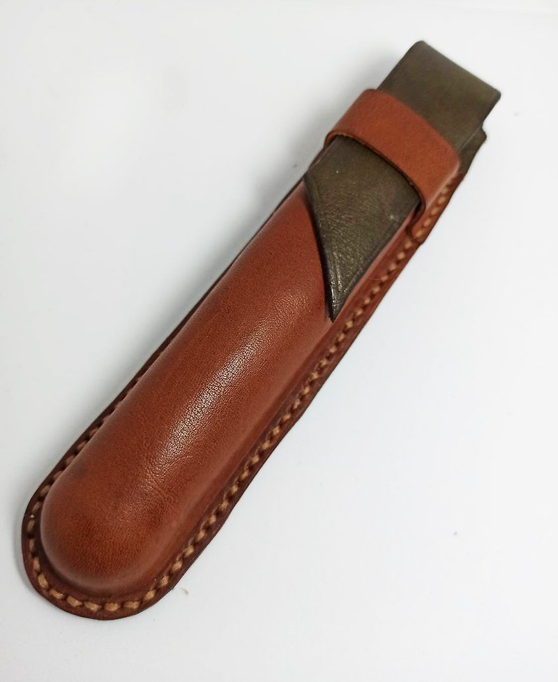 handmade leather pen case - กล่องใส่ปากกา - หนังแท้ สีนำ้ตาล