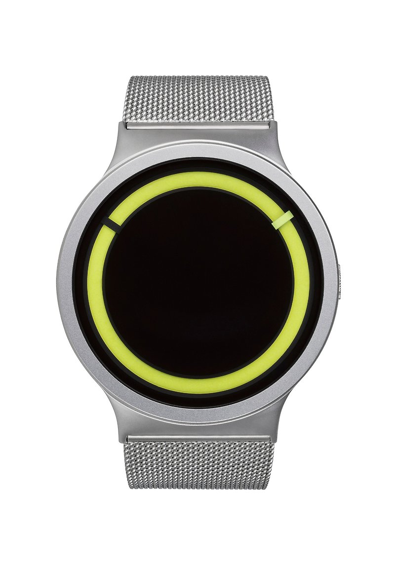 宇宙日食系列腕錶ECLIPSE Steel(銀/檸檬黃,Chrome/Lemon)<夜光> - 女錶 - 不鏽鋼 銀色