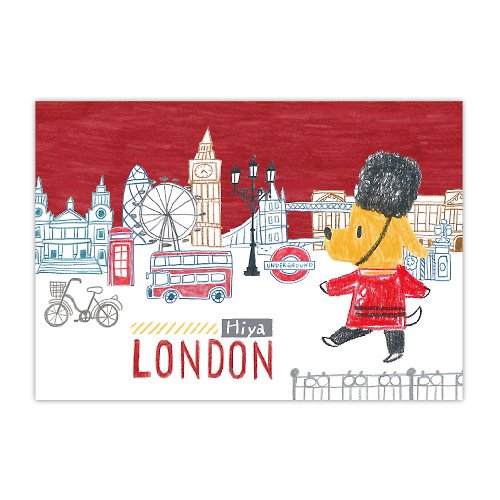 ポカ】描き下ろしポストカード：空飛ぶ都市シリーズ ドッグショップキーパーズツアー イギリス・ロンドン（No.06） - ショップ  Smohouseスモハウス はがき‧メッセージカード - Pinkoi