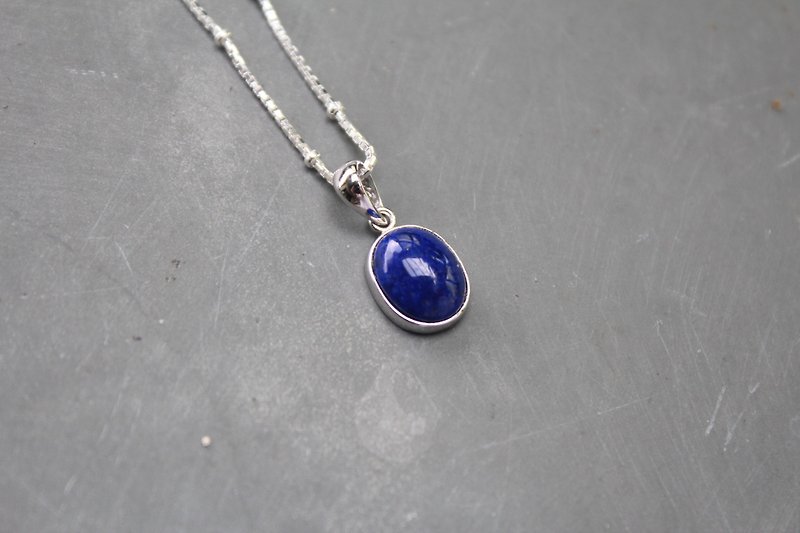 Lapis lazuli natural stone - Marine Department lapis 925 sterling silver necklaces - Necklaces - Gemstone Blue