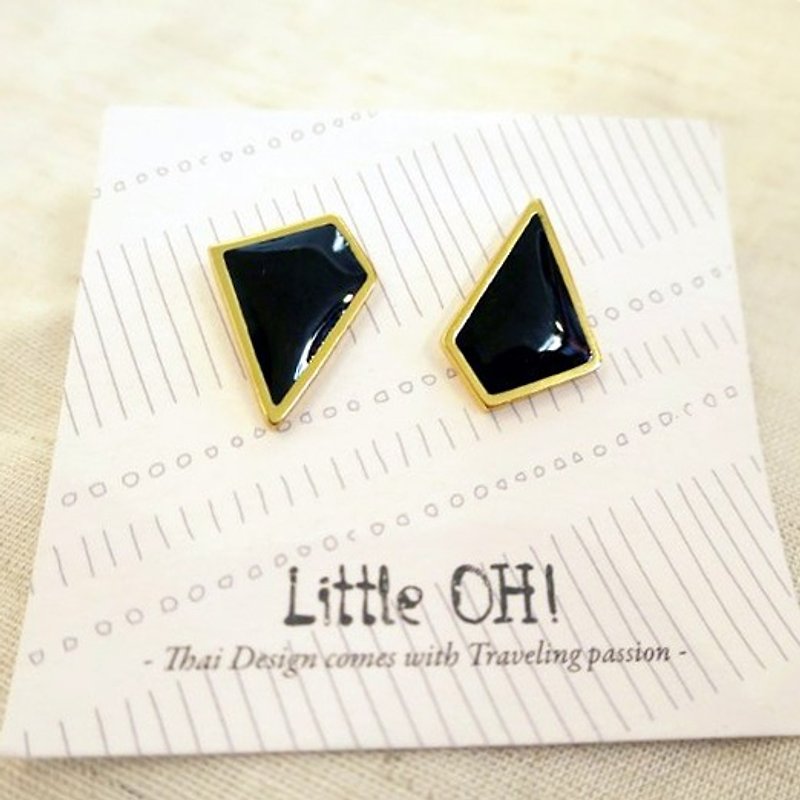 Irregular geometric pin earrings - ต่างหู - โลหะ สีดำ