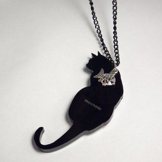 Lectra duck cat loves fish（long-tailed cat）ネックレス/キーホルダー