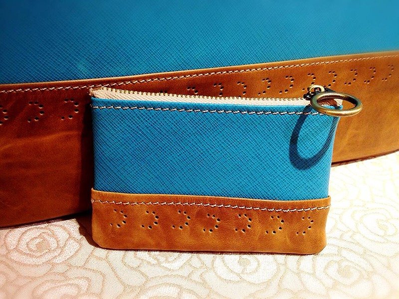 LEATHER CARVED PURSE - Coin Purses - Genuine Leather Blue