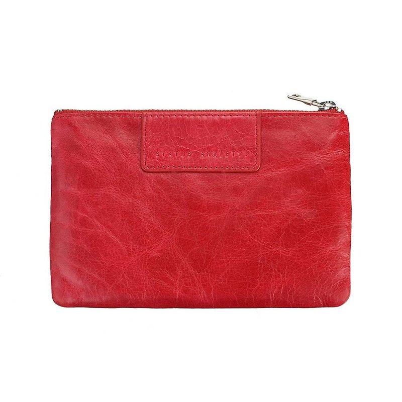 MOLLY Flat Clip_Red / Red - กระเป๋าสตางค์ - หนังแท้ สีแดง
