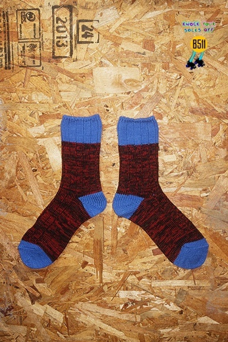 紅藍色塊針織襪!!夏漪眺=knock your socks off !! - 襪子 - 其他材質 紅色