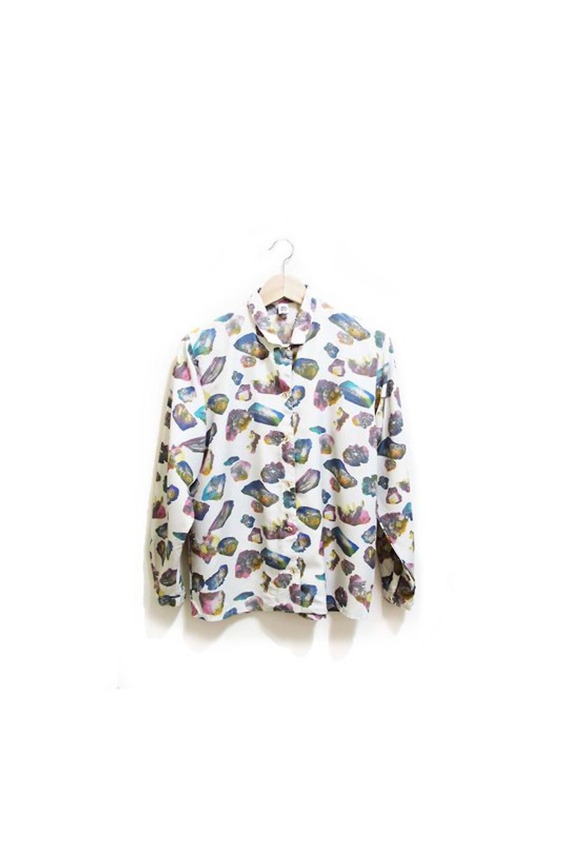 【Wahr】彩石長袖襯衫 - Women's Shirts - Other Materials Multicolor