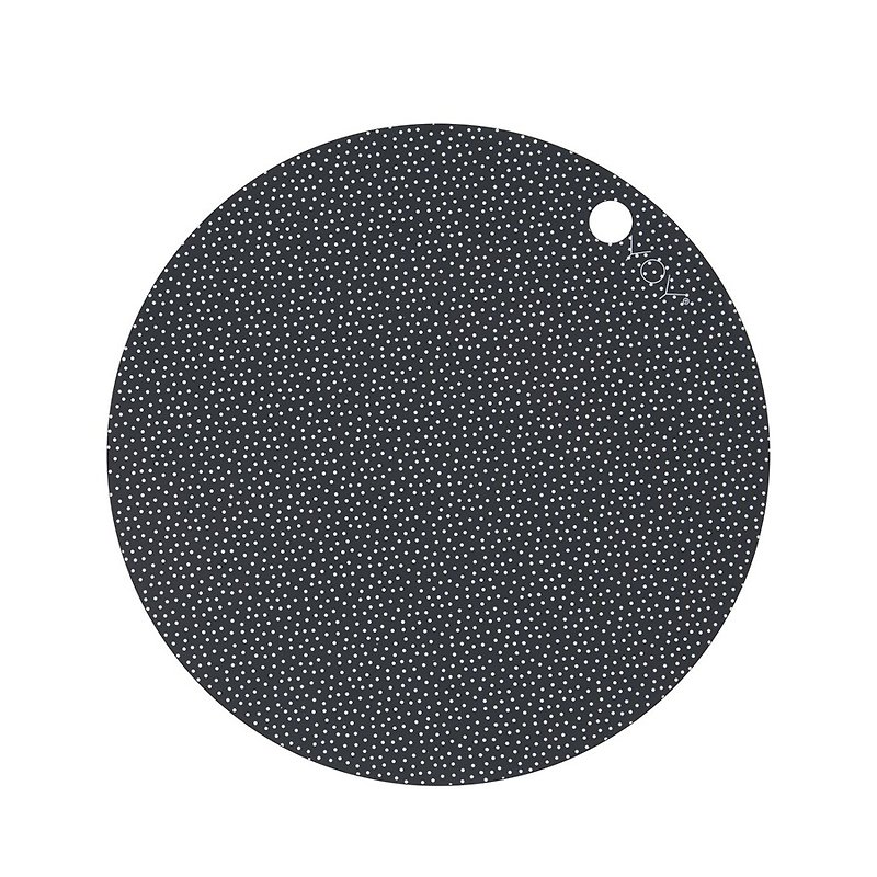 Dot 墨灰白點矽膠餐墊2pcs  | OYOY - 餐桌布/餐墊 - 矽膠 黑色